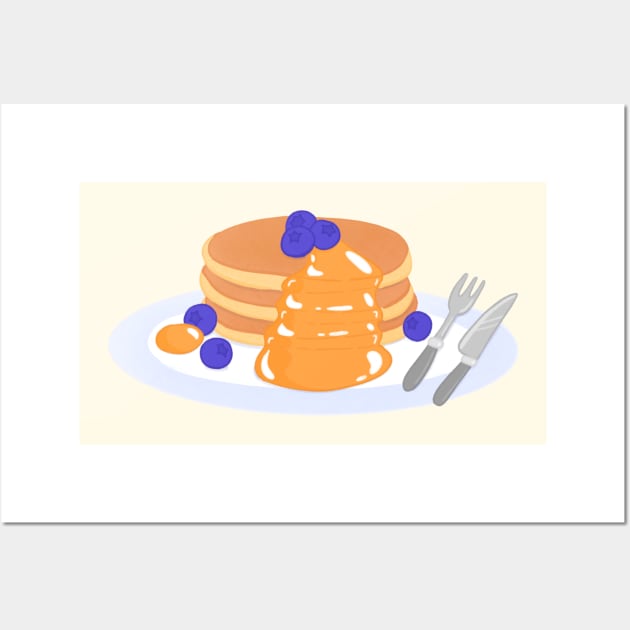 Pancakes with blueberries and syrup Wall Art by IcyBubblegum